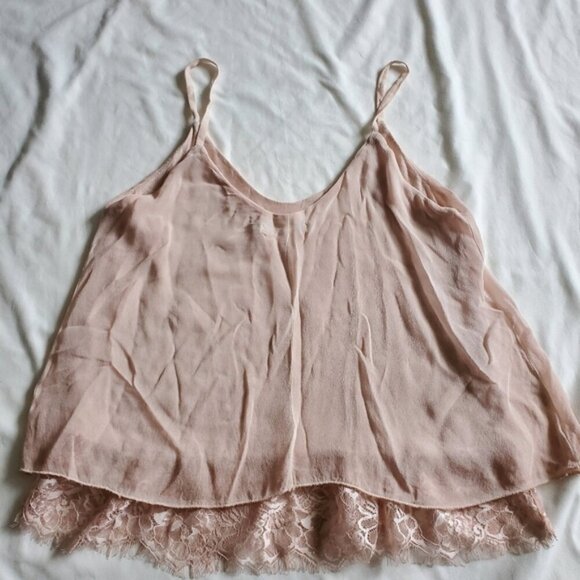 AM Boutique Layered Lace Trim Camisole Tank Top Pink XS - Picture 2 of 3
